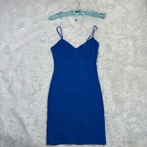 Elegant Blue Spaghetti Strap Mini Dress